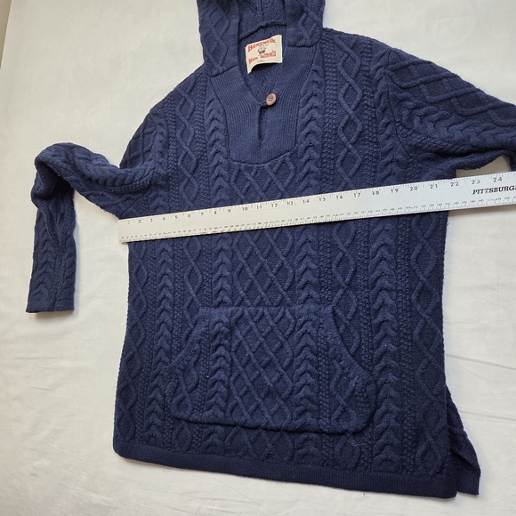 Birdwell Beach Britches Navy Cable Knit Hooded Fisherman Sweater XS Woman/Unisex - Picture 12 of 13